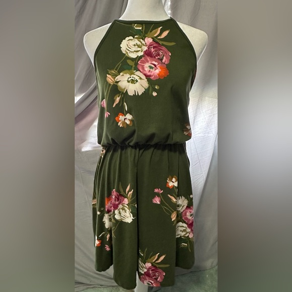 French Grey Dresses & Skirts - French Grey Floral Halter Mini Dress